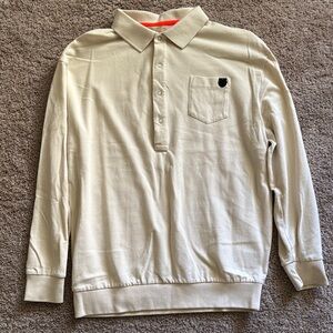 Superdry Cream Polo Shirt with Contrasting Collar and Ribbed Cuffs